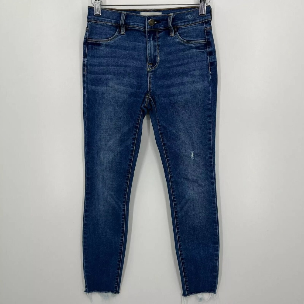 PacSun Ankle Jegging Super Stretch Medium Wash Raw Hem Jeans Size 25 Distressed